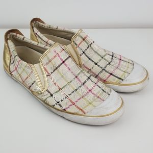 Coach Beale flats slip on shoes silver print 11